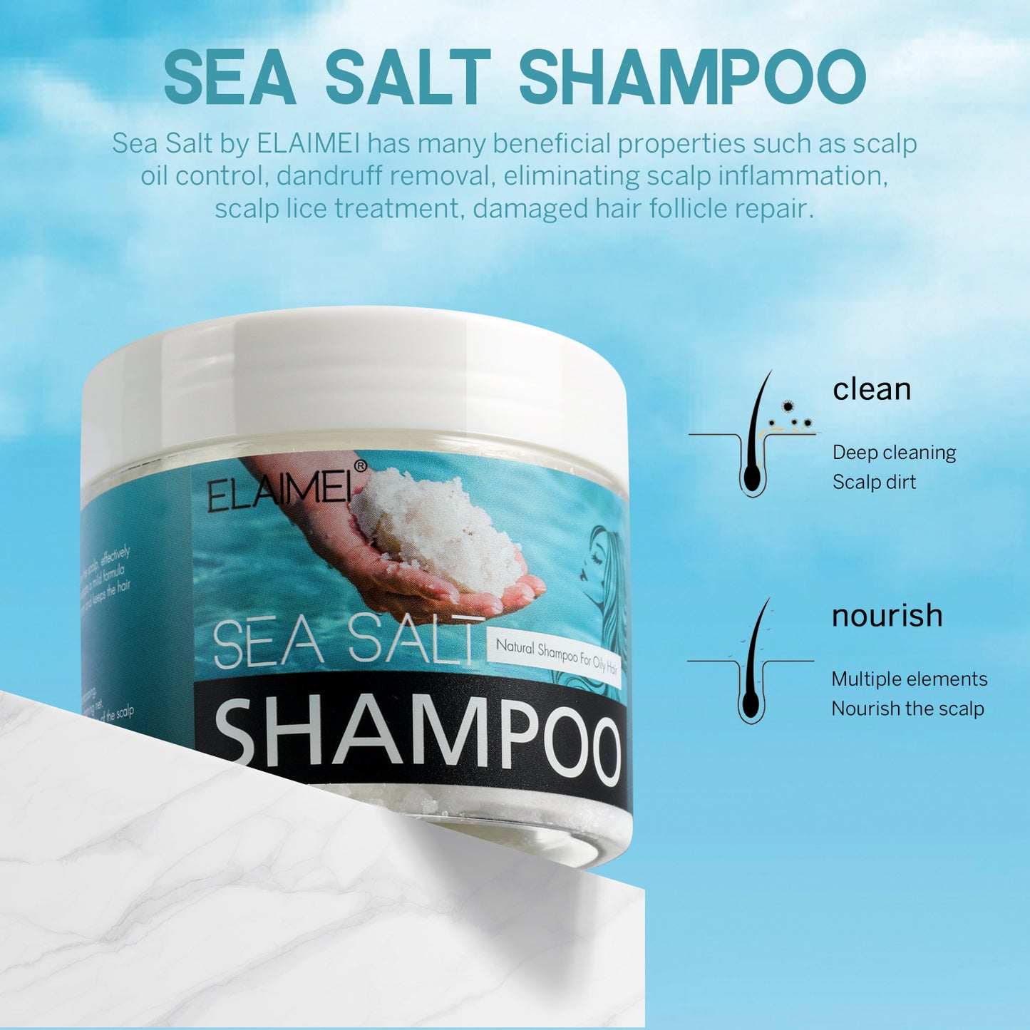 ELAIMEI Sea Salt Shampoo – Für eine gesunde Kopfhaut und seidiges Haar 🌊✨